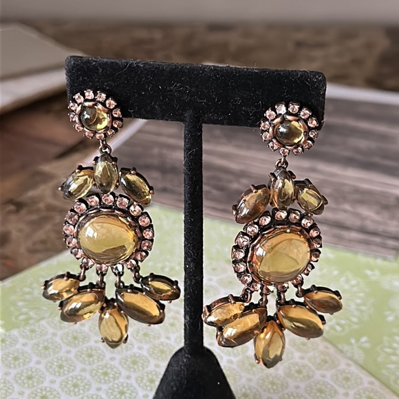 Pierced chandelier earrings post samber colored with crystal framed - Picture 8 of 15